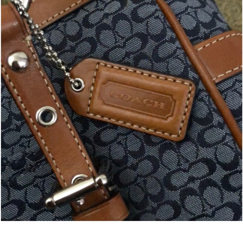 Coach Blue and Tan Signature Tote - Picture 6 of 12